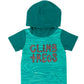 Macacão infantil RAGS Apparel com capuz e bolso canguru, manga curta, verde, tamanho 2T