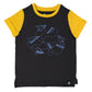 Camiseta infantil RAGS Apparel manga curta enrolada preta tamanho 2T