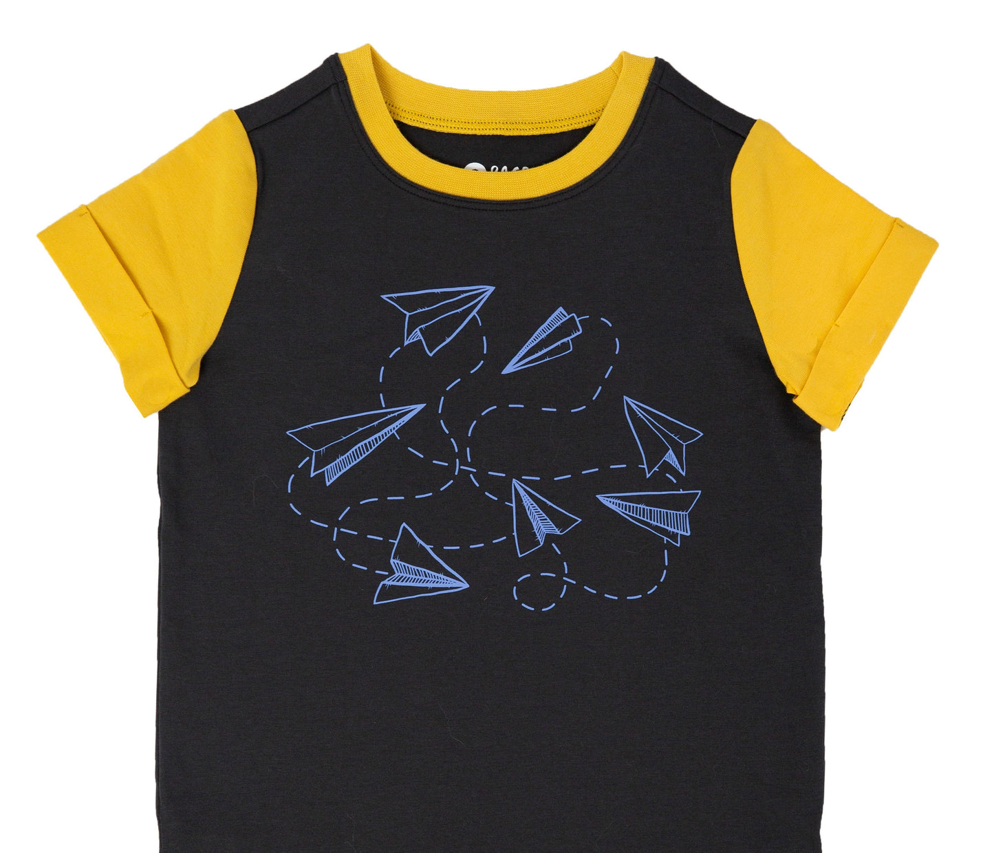 Camiseta infantil RAGS Apparel manga curta enrolada preta tamanho 2T