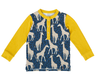 Camiseta Henley infantil manga comprida RAGS Apparel azul tamanho 7-8 anos