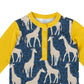 Camiseta Henley infantil manga comprida RAGS Apparel azul tamanho 7-8 anos