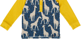 Camiseta Henley infantil manga comprida RAGS Apparel azul tamanho 7-8 anos