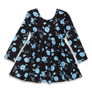 Vestido infantil de manga comprida RAGS Apparel, azul, tamanho 3 anos