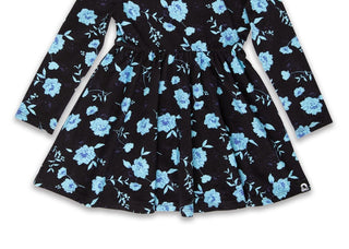 Vestido infantil de manga comprida RAGS Apparel, azul, tamanho 3 anos