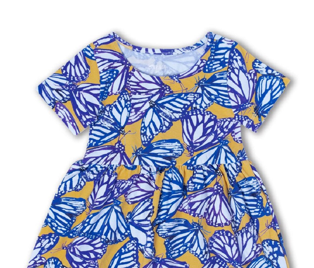 Vestido infantil de manga curta em camadas RAGS Apparel, azul, tamanho 3 anos