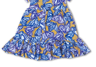 Vestido infantil de manga curta em camadas RAGS Apparel, azul, tamanho 3 anos