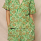 En Creme - Green/Pink Flower Short Set