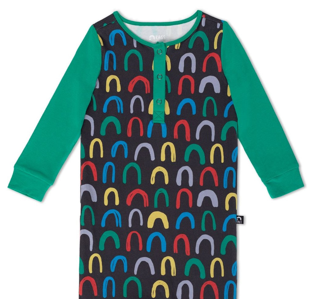 Macacão infantil Henley Rag manga longa RAGS Apparel preto tamanho 3-6 meses