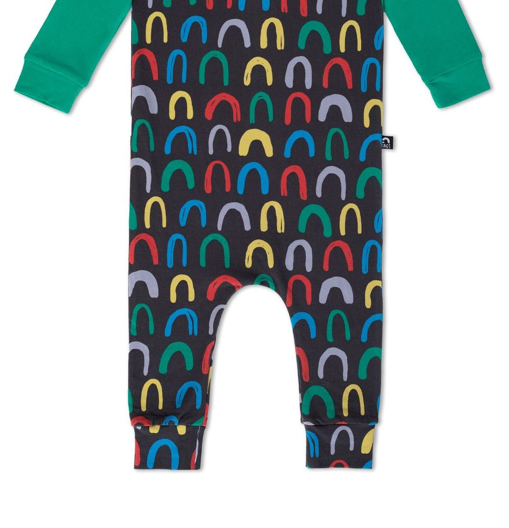 Macacão infantil Henley Rag manga longa RAGS Apparel preto tamanho 3-6 meses