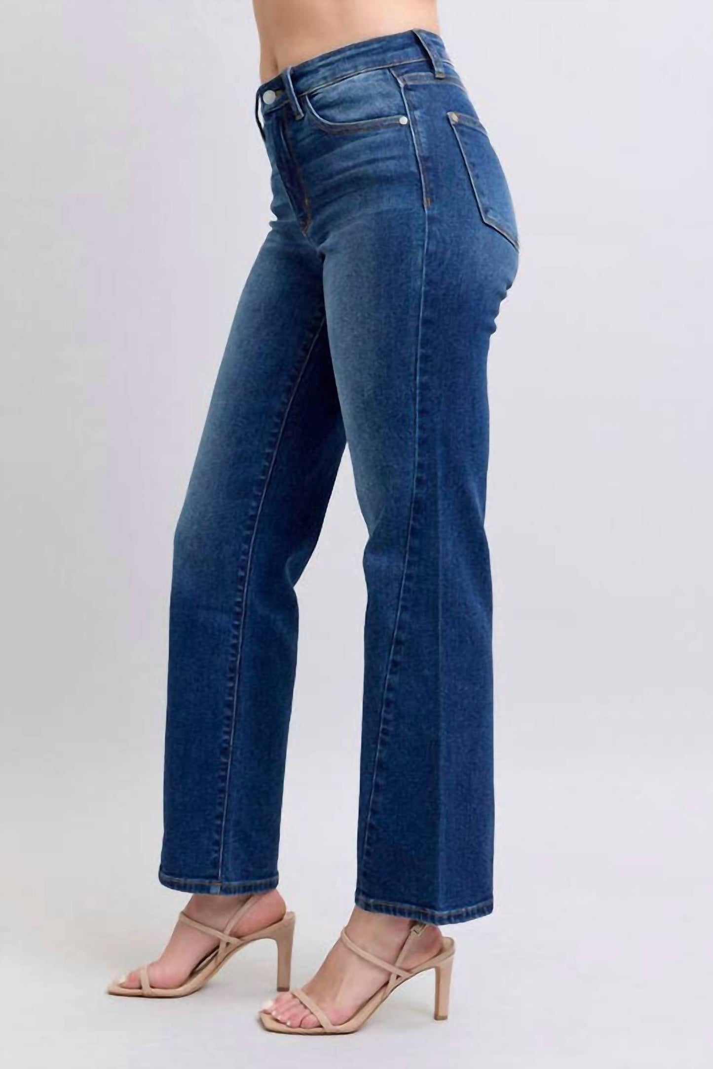 Judy Blue - Mid Rise Side Seam Detail Straight Jeans