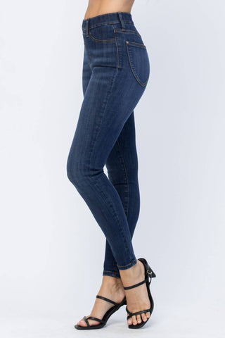 Judy Blue - Calça jeans skinny de cintura alta com bolso aplicado