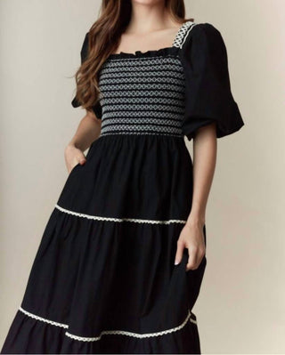 Peach Love - Katie Smocked Fall Midi Dress