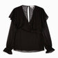 Topshop - Dotted Sheer Chiffon Ruffle Waist Tie Blouse