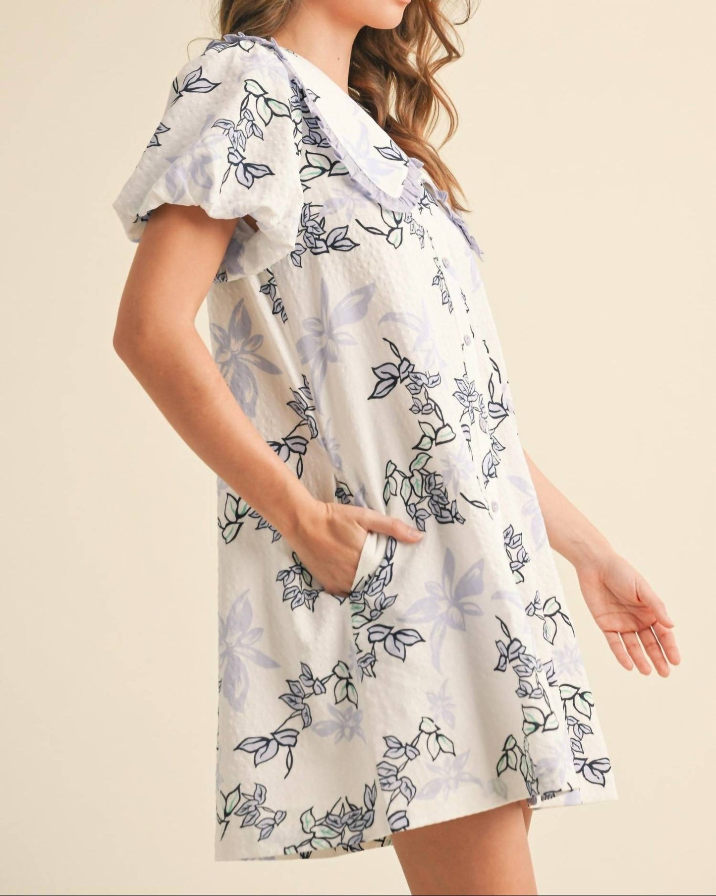 &Merci - Floral Bubble Sleeve Dress