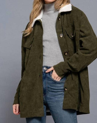 Active Usa - Faux Fur Corduroy Jacket