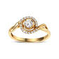 14K Yellow Gold 1/3 Cttw Diamond Solitaire and Halo Swirl Engagement Ring (G-H Color, VS2-SI1 Clarity)- Size 7