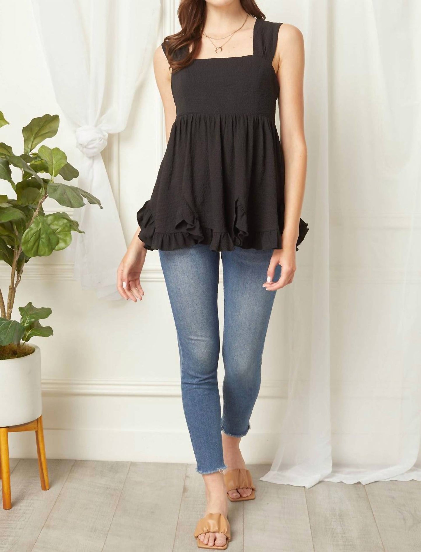 Entro - Square Neck Babydoll Top