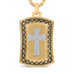 14K Yellow Gold Plated Sterling Silver 1/4 Cttw Diamond Cross Dog Tag Pendant Necklace