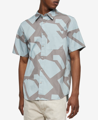 Calvin Klein Men's Abstract Print Short Sleeve Cotton Shirt