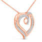 14K Rose Gold Plated Sterling Silver 1/2 Cttw Diamond Open Heart Pendant Necklace