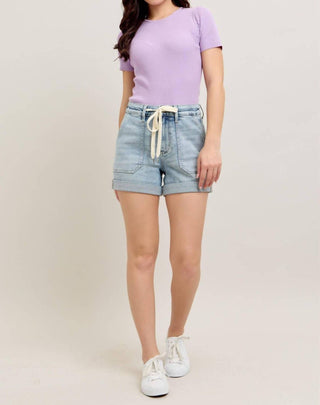 Judy Blue - Shorts jeans jogger de cintura alta com punho