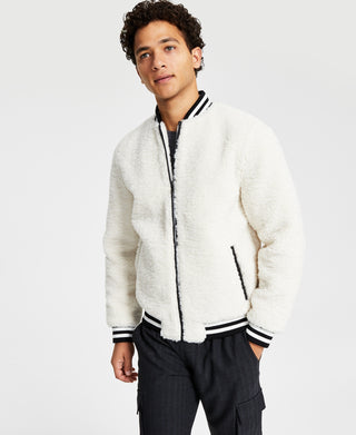 Mens Fleece Zip Front Varsity Jacket