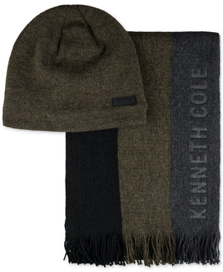 Kenneth Cole Reaction Men's Stripe Logo Scarf & Beanie
