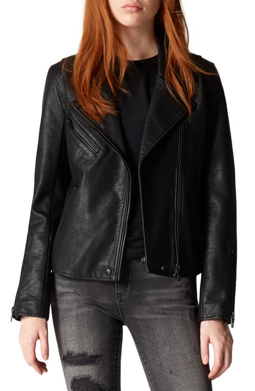 BLANKNYC Faux Leather Moto Jacket in Onyx, Size X-Small
