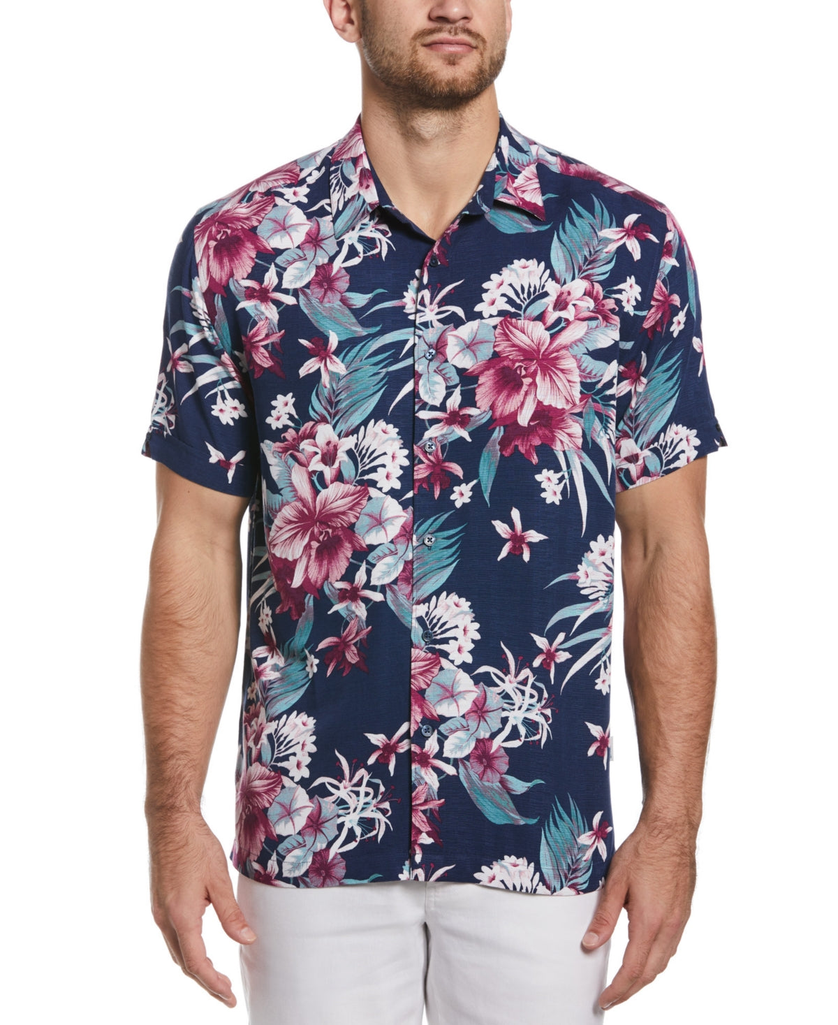Cubavera Men's Floral Print Short Sleeve Shirt