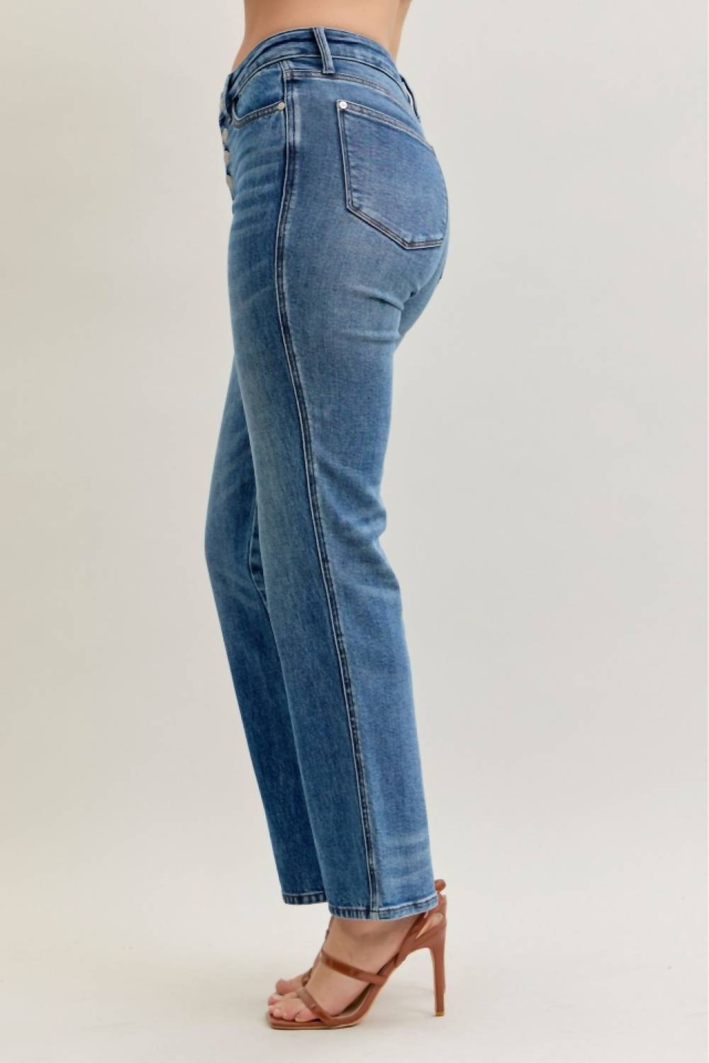 Judy Blue - Reese Mid Rise Slim Straight Leg Jeans