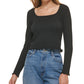 Dkny Jeans Women's Square-Neck Lettuce-Edge Top