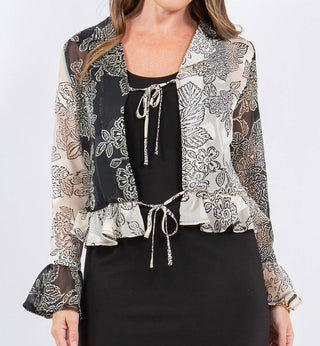 Paparazzi - Cardigan Devore Burnout com amarração frontal