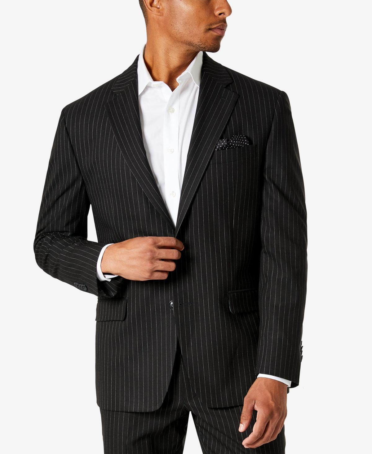 Men's Black Pinstripe Suit Jacket