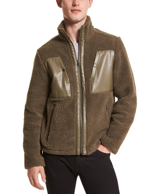 Michael Kors Men's Sherpa Fleece Mixed Media Jacket