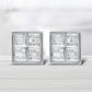 14K White Gold 1/2 Cttw Princess Diamond Composite Box Shape Milgrain Stud Earrings (H-I Color, SI1-SI2 Clarity)