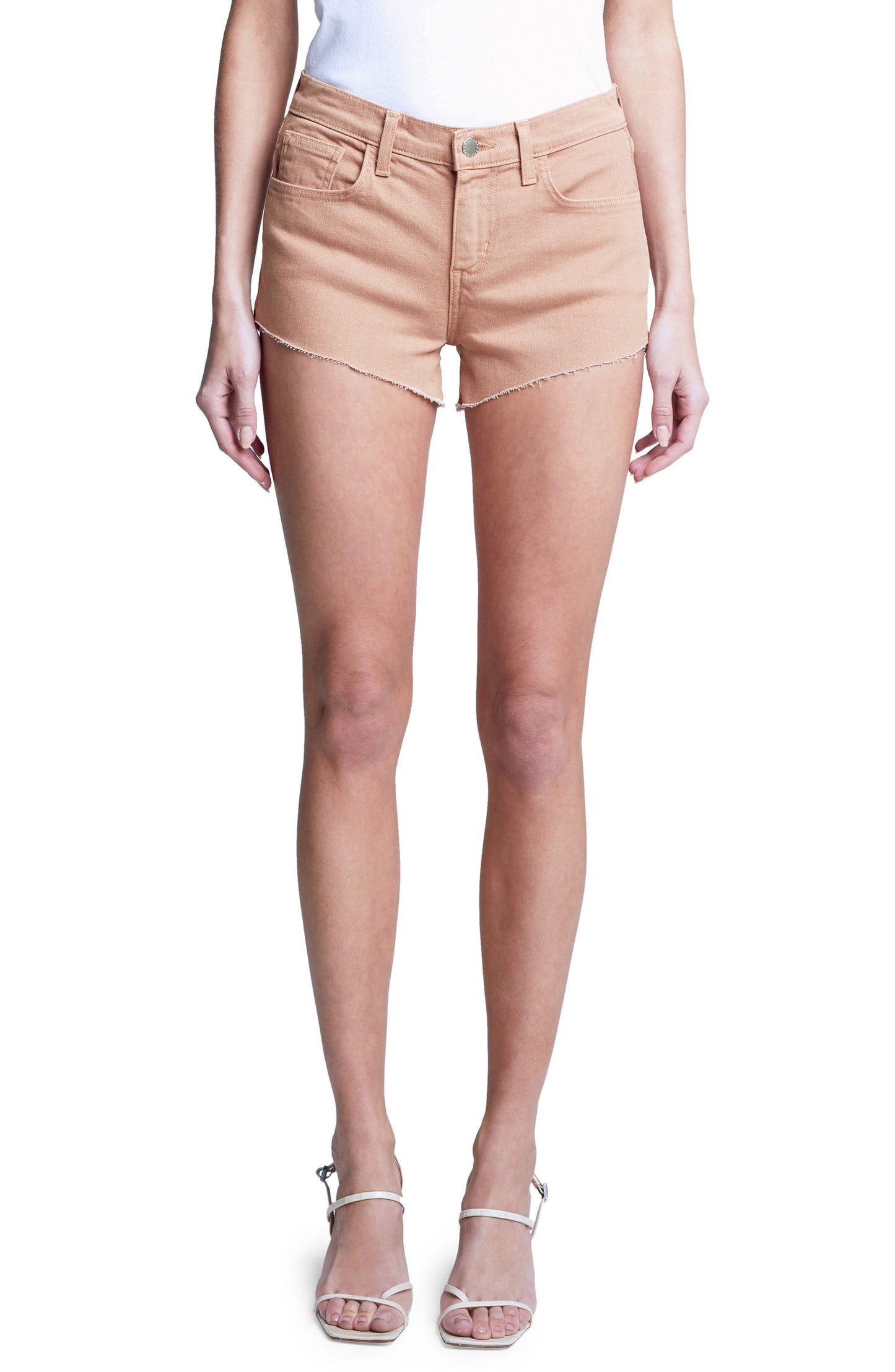 L'AGENCE Audrey Cutoff Shorts - Dark Camel