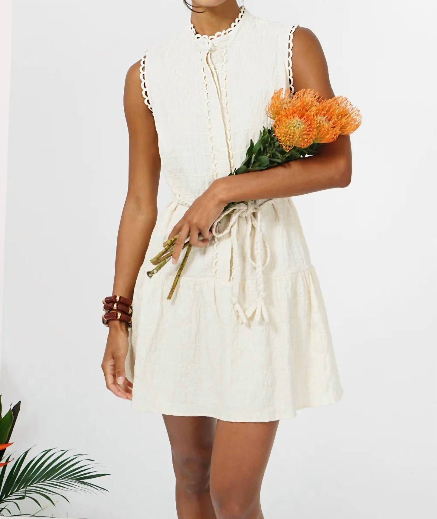 Adelyn Rae - Genny Textured Sleeveless Shirt Mini Dress