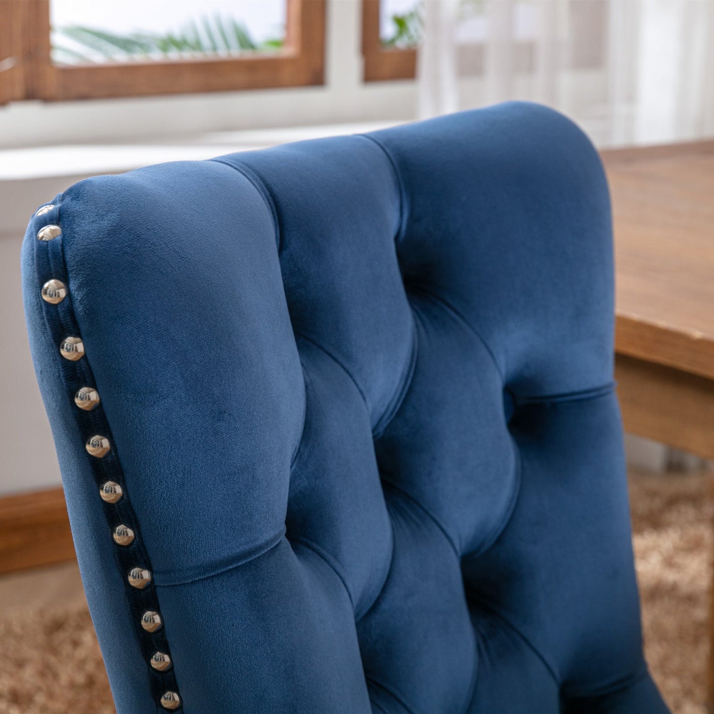 Nikki Collection Modern Tufted Velvet Upholstered Dining Chair Set of 2