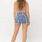Judy Blue - Frayed Hem Striped Shorts