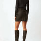 Ecru - Bonded Grid Leather Mini Skirt