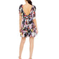 Ieena For Mac Duggal - Floral Bow Strap V-neck Mini Dress