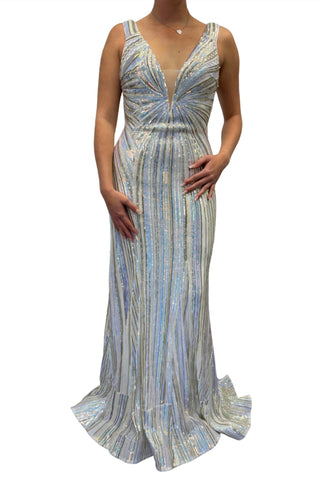 Jovani - Vestido decote em V com lantejoulas multicoloridas