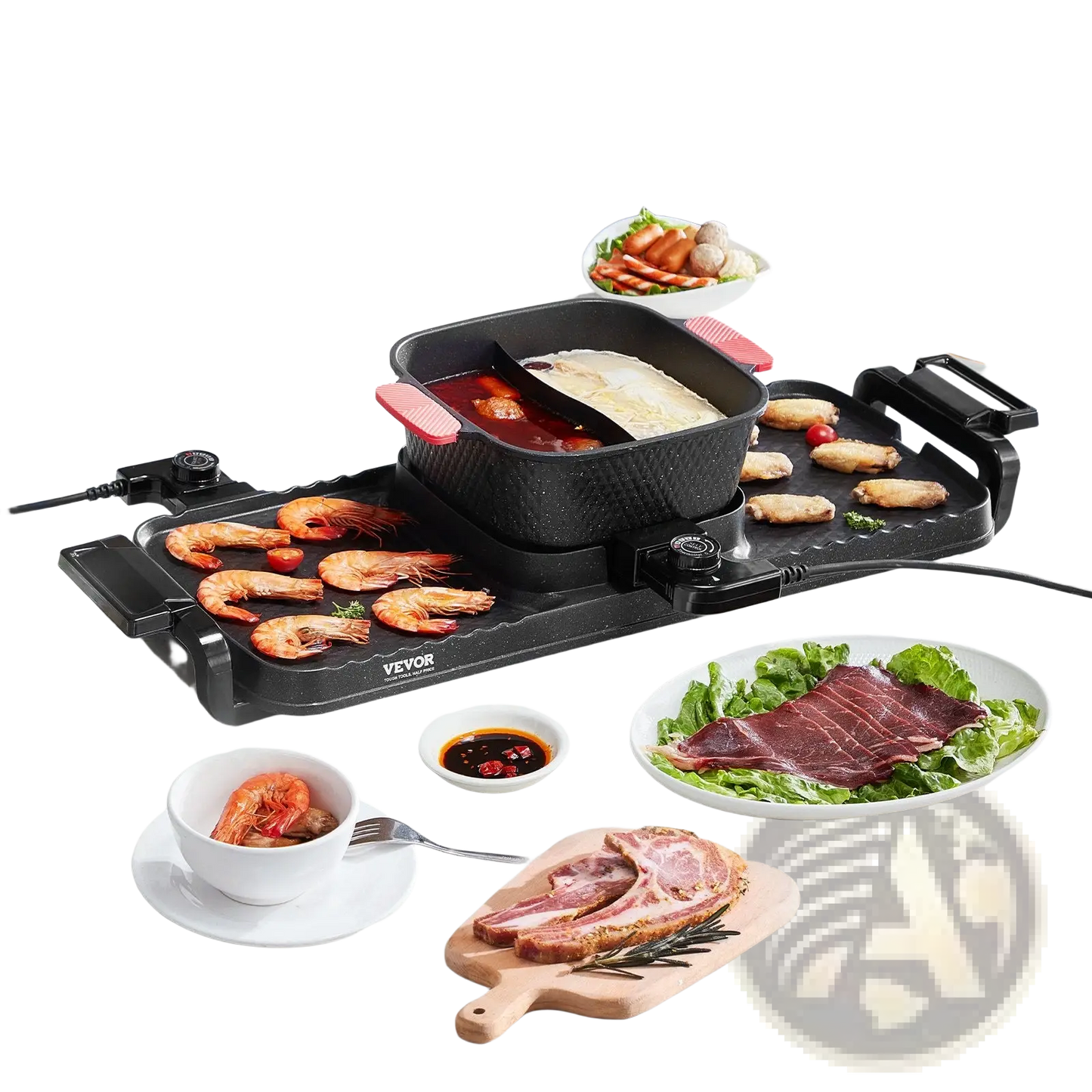 2300w Hot Pot Grill 2-in-1 Electric Bbq Pan 3.25l