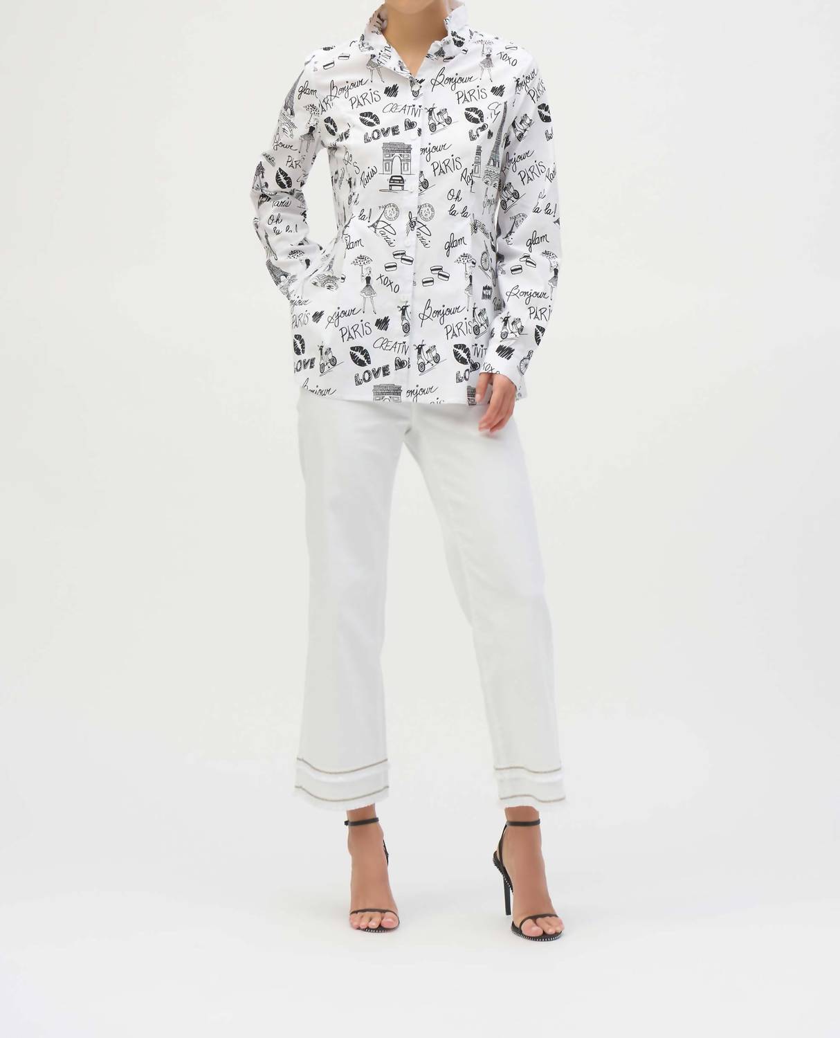 Joseph Ribkoff - Woven Conversational Print Fit And Flare Blouse