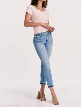 Another Love - Blusa canelada com gola coração Bria