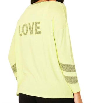 French Kyss - Blusa de manga comprida com decote em V e amor