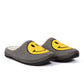 Men's Gray Smiley Face Cushioned Round Toe Slip-On Slippers