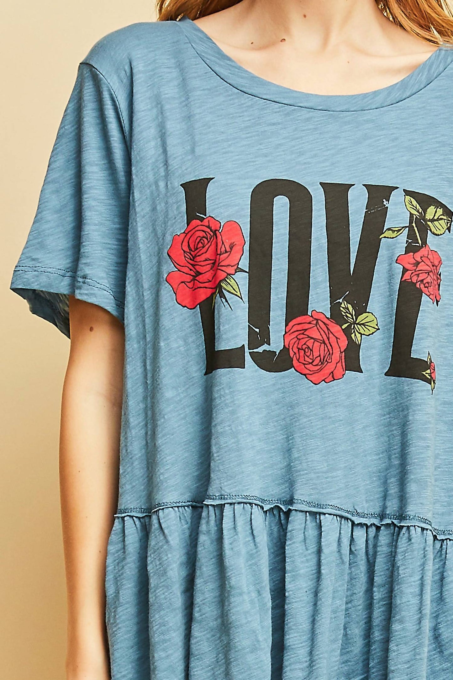 Entro - Love Graphic Peplum Top