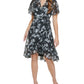 Calvin Klein Women's Floral-Print Ruffled Faux-Wrap Fit & Flare Dress