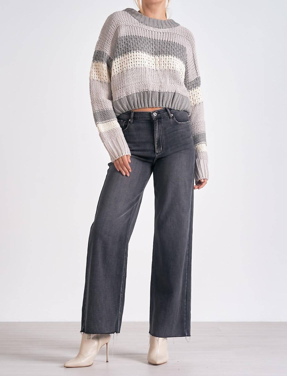 Elan - Stripe Crew Neck Sweater